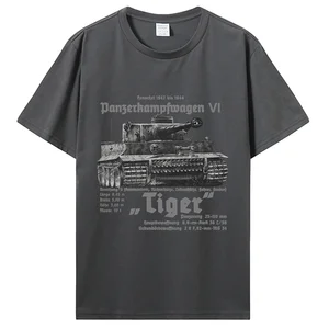 Tankın üzerine basılmış Alman erkek tişörtünün birliklerinin ve araçlarının tişörtü, kaplan, pamuk, kısa kollu tişört streetwear beyaz, yaz aylarında kraliyet cephaneliği 12 en çok satan kaplan gömleği - №7