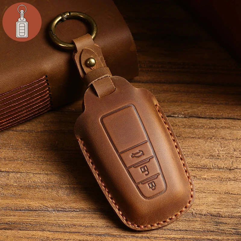 Genuine leather Key Case for Car for TOYOTA Camry Hanlanda Key Protection sleeve Protective shell Keychain Handmade Cowhide