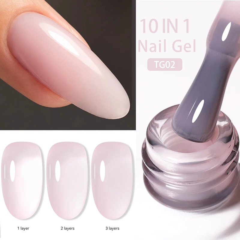 BORN PRETTY Pink 10 IN 1 Nail Gel Extension UV Gel Polish Soak Off Nail Gel Semi Permanent Nail Art Self-leveling Manicure Varni