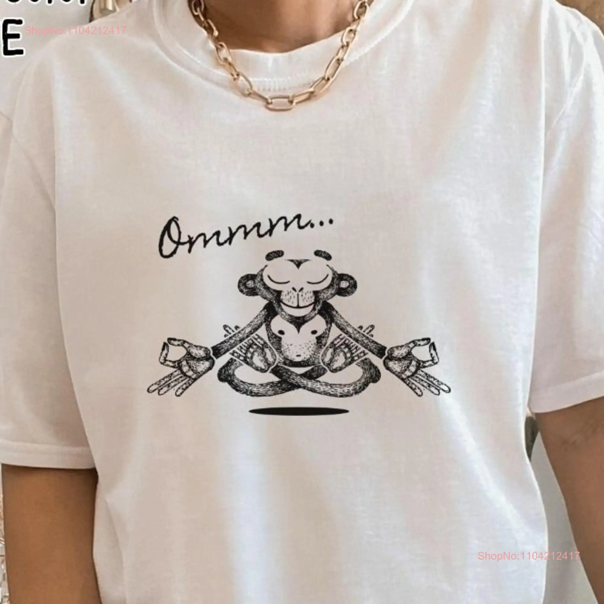 Ommm Monkey T shirt Softstyle  Soft Crewneck Top Roomy Pullover Yoga  long or short sleeves