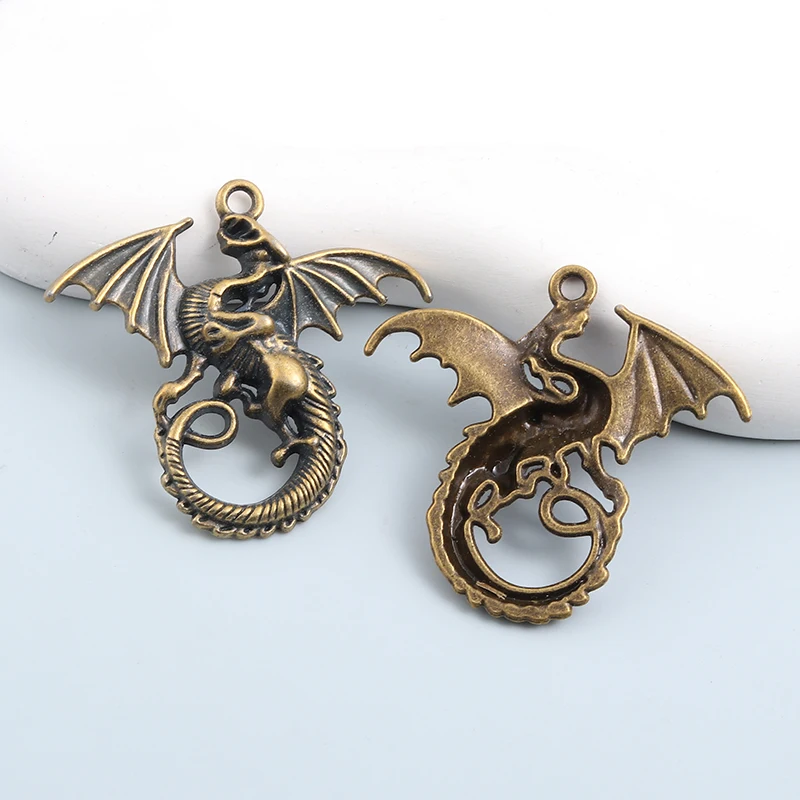 5pcs New Dragon Bronze Charms Great Animal Pendants For Making Handmade DIY Jewelry Accessories Crafts Findings Necklace