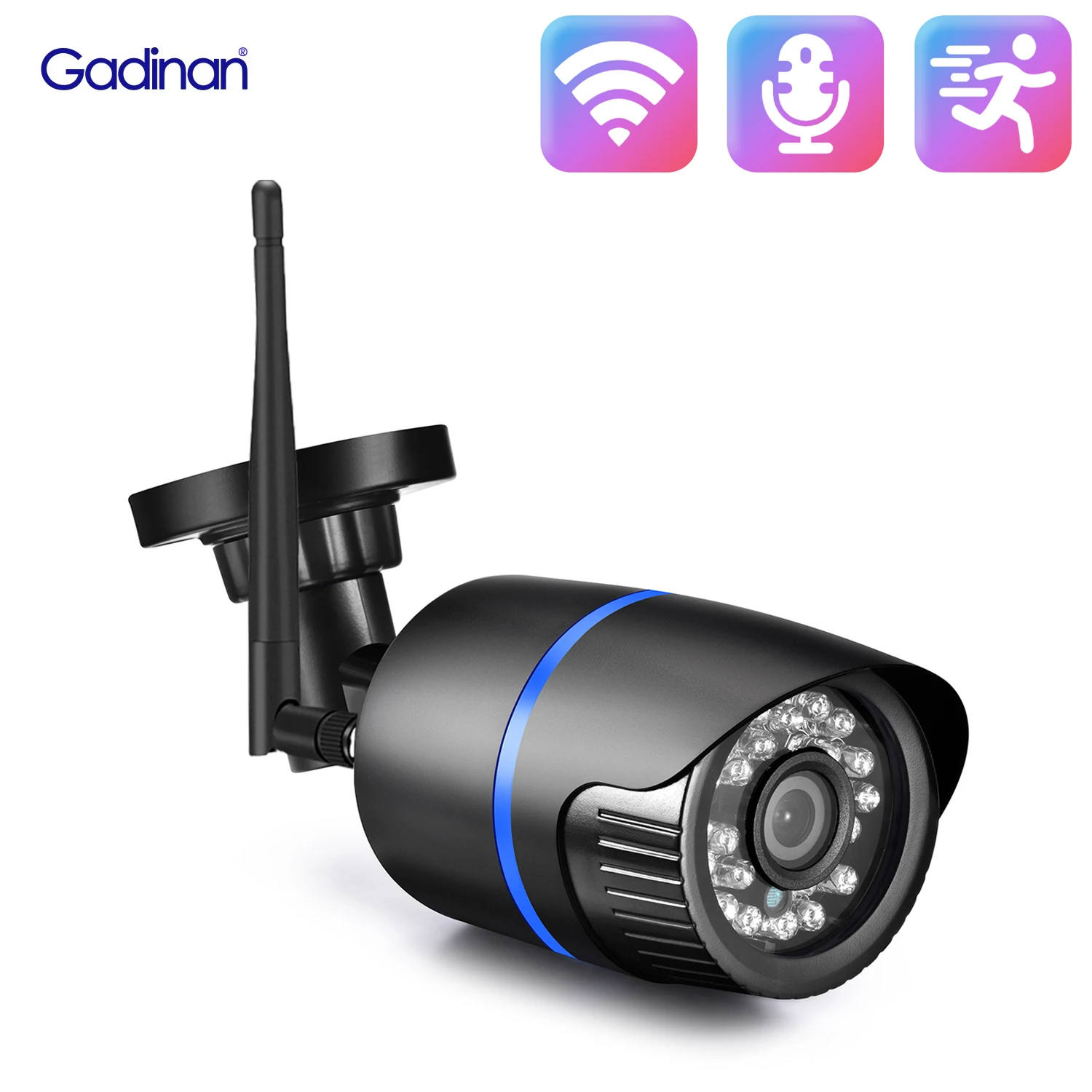 Gadinan 3MP/5MP HD WiFi Video Surveillance Outdoor Waterproof Recording Motion Detection 2.8mm IP Camera Email alerts iCSee