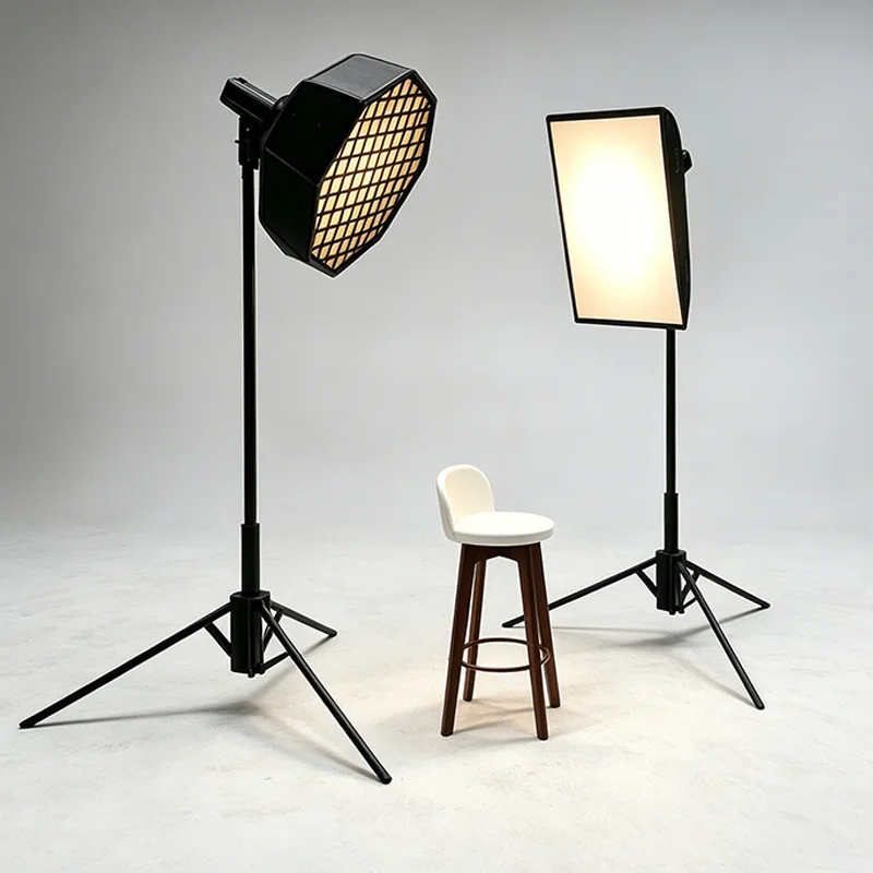 1:12 Mini Studio Soft Box Light Model, Dollhouse Photography Accessory, Mini Tripod Fill Lamp Prop for Pretend Play Diorama Layo