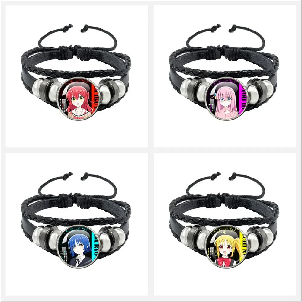 BOCCHI A ROCHA Cosplay Pulseira Preta, Anime Character Pulseira De Couro, Gotoh, Hitori, Yamada, Ryo Cabochão De Vidro, Presente Da Jóia
