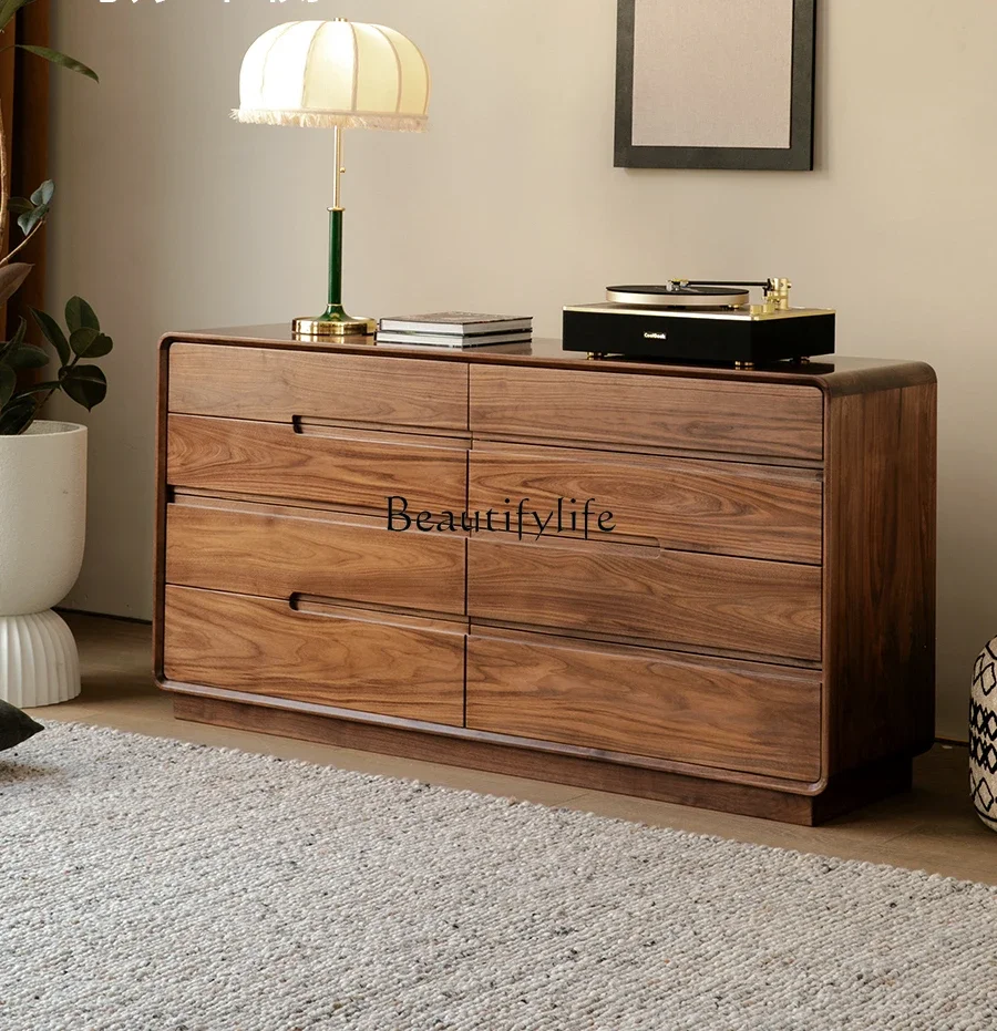 

All solid wood chest cabinet North American black walnut modern simple pure solid wood drawer locker