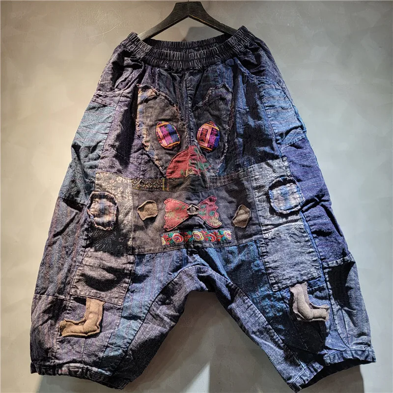 WTHT moda mujer pesado industy bordado Patchwork chaleco estampado Vintage elástico pantalones de cintura alta mujer 2025 verano 1LS1611