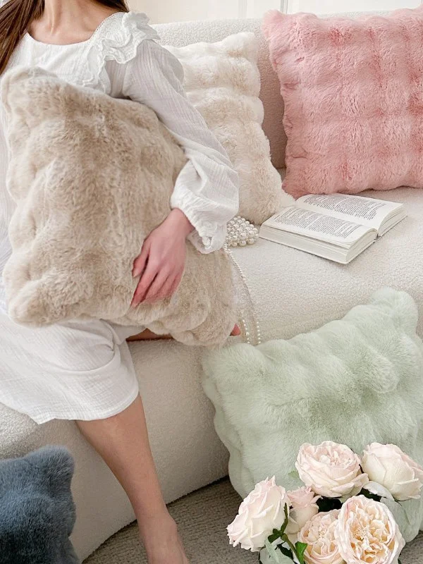 

Double-Sided Fur Sofa Pillowcase Luxury Color Headboard Cushion without Core Nordic Style Home Use Bedroom Decor