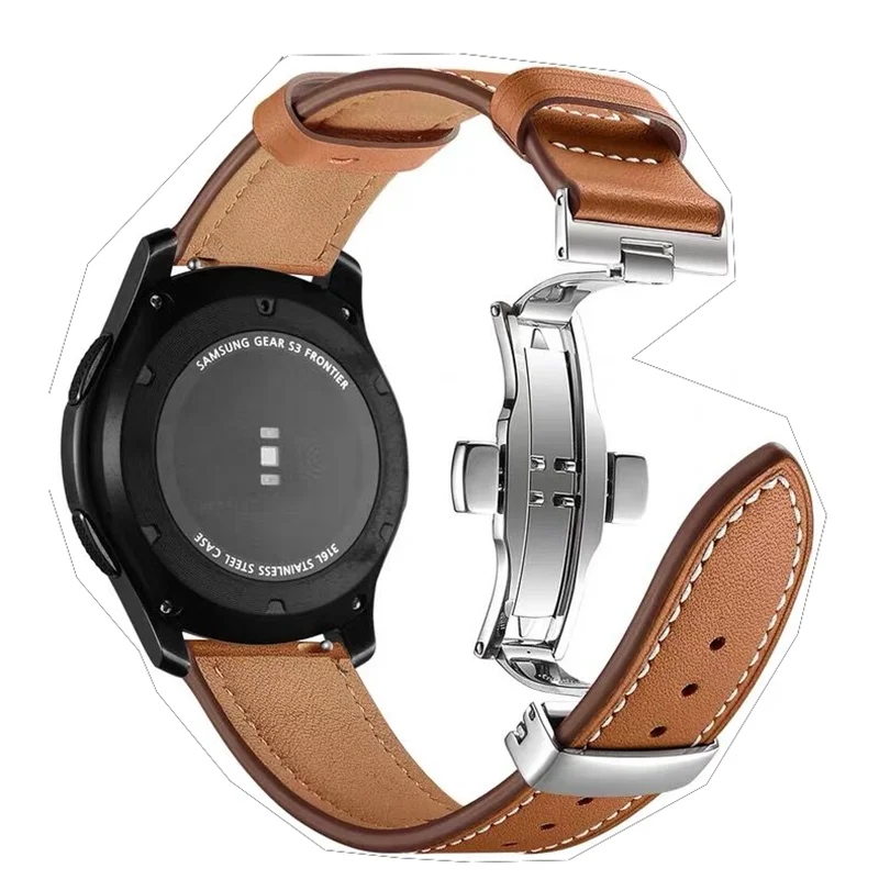 20mm 22mm Leather Band For Samsung Galaxy watch 4 Classic/5/5 pro/6 43mm 47mm/42mm/46mm 40 44mm bracelet Huawei GT/2/3 Pro strap