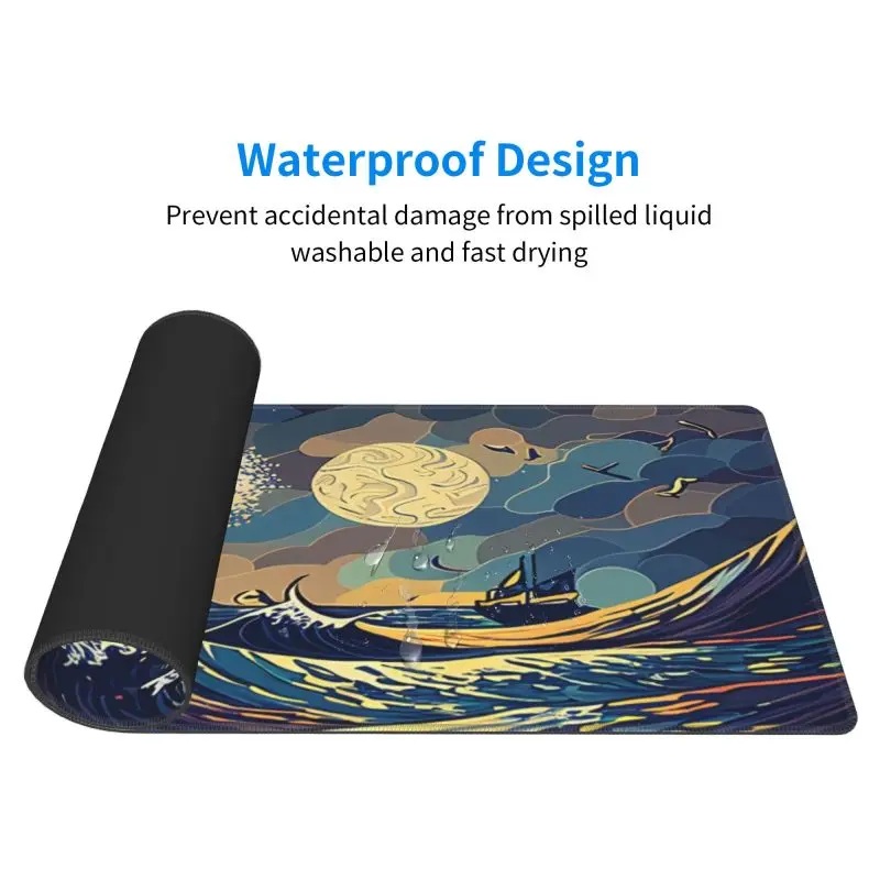 PC Custom HD Print New Mousepad Japan Art Great Waves Rubber Mouse Pad Lock Edge Playmat Non-Slip Office Computer Mice Pads XXL