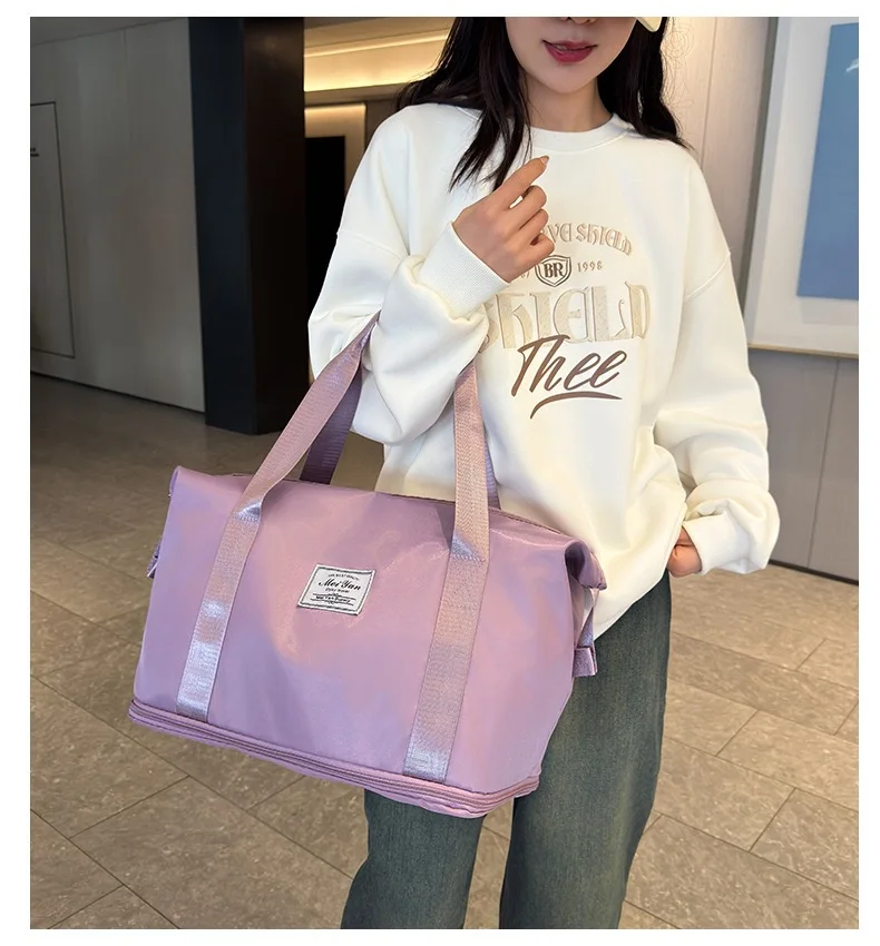 

Double-layer expandable large-capacity luggage bag, new multi-functional foldable portable gym bag, sports travel bag-tan