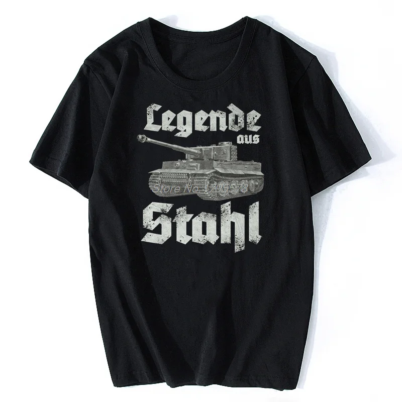 Tiger PANZER Legend Of Steel T-Shirt Tank Force King Tiger BW Men T Shirt Men Cotton Tees Tops Harajuku