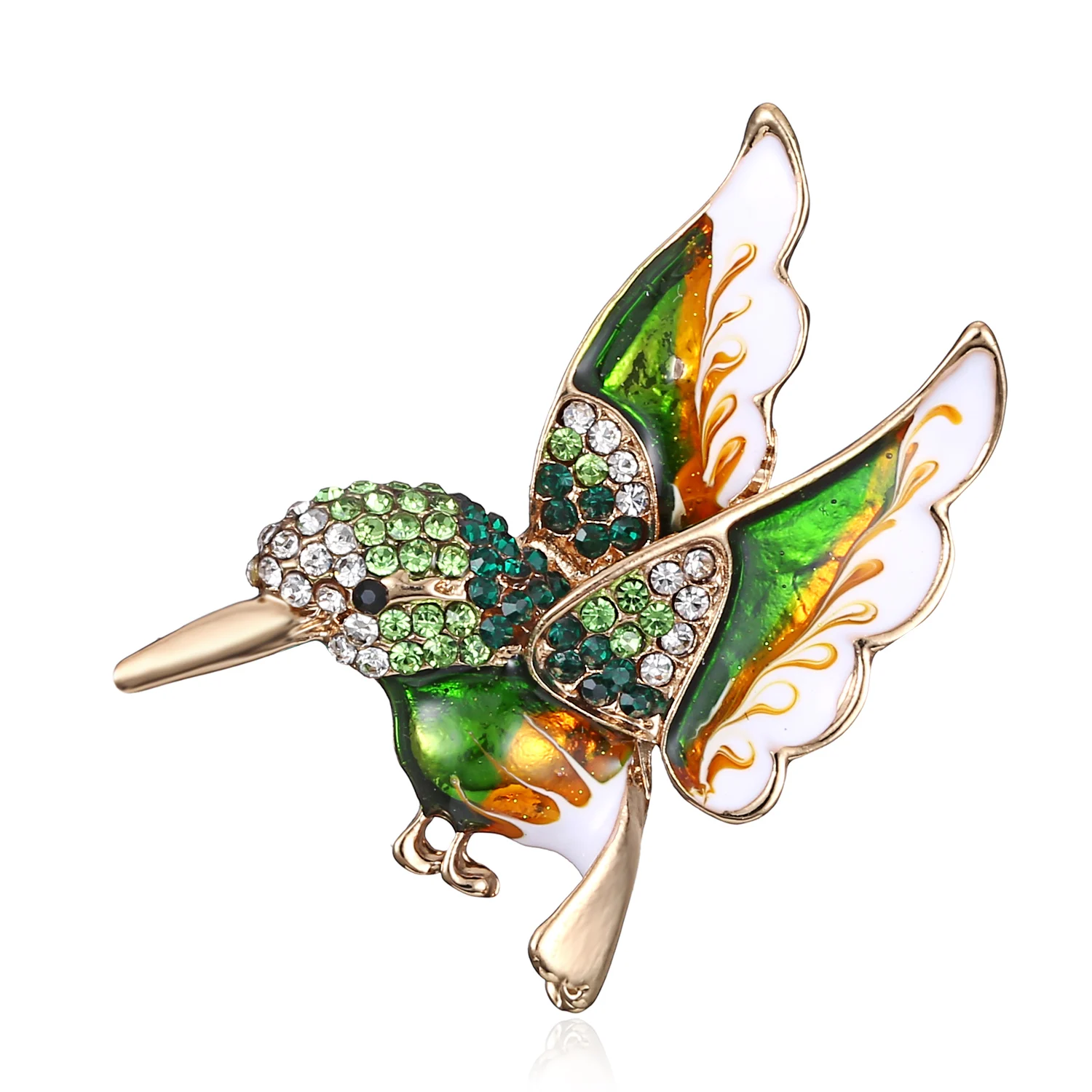 Rinhoo Voll Strass Flying Vögel Brosche für Frauen Lebendige Vogel Schlenker Runde Perlen Tier Revers Pins Hummingbird Abzeichen Corsage – Detail 37