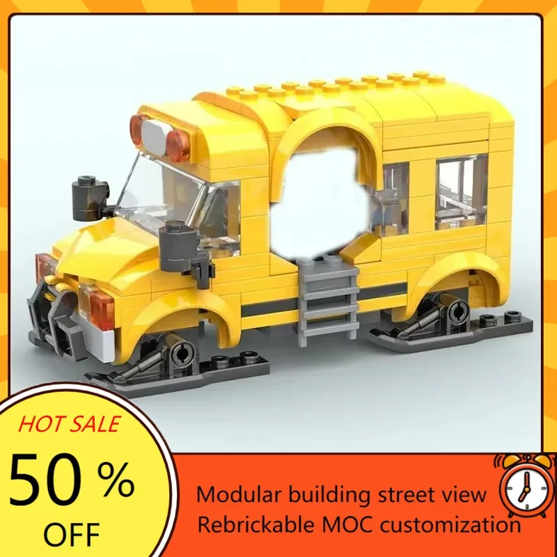 1311PCS Villaggio invernale Scuola con autobus modulare MOC Creativo vista stradale Modello Puzzle personalizzato Architettura Modello fai da te Giocattoli Regali