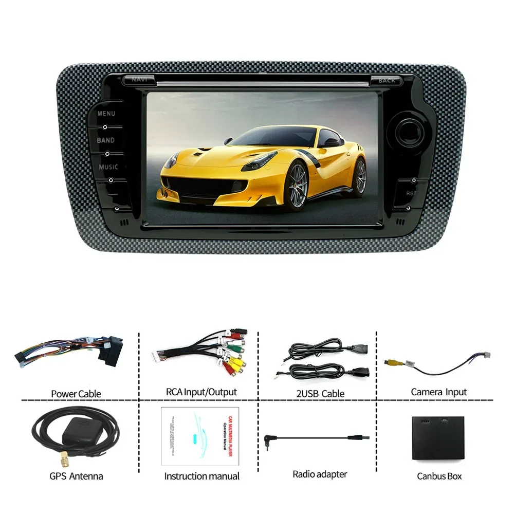 2 DIN Car Radio Screen for Seat Ibiza 6j 2009-2013 with Wireless CarPlay Android Auto GPS Navigation 4G WiFi FM RDS Multimedia view 6