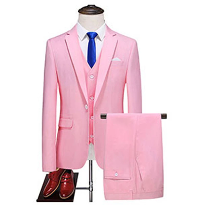 #711-700-1 # Fashion New Wedding Men's Suit Three piece Set Youth Leisure Slim Fit Four Seasons Clothes Dropshipping