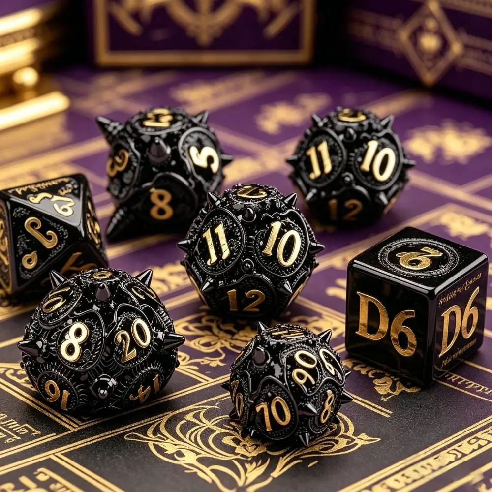 

Hollow Dragon dices D20 D6 Metal Dice Set DND Polyhedral Metal Cube for Dungeons and Dragons COC RPG Role Playing Games Dice