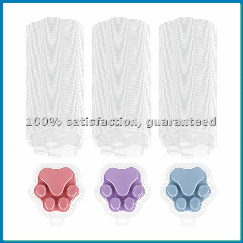 

100 PCS Wax Melt Molds Cat'S Claw Shaped Wax Melt Clamshells Clear Empty Cube Tray Molds for Wickless Tarts Candles-A51M