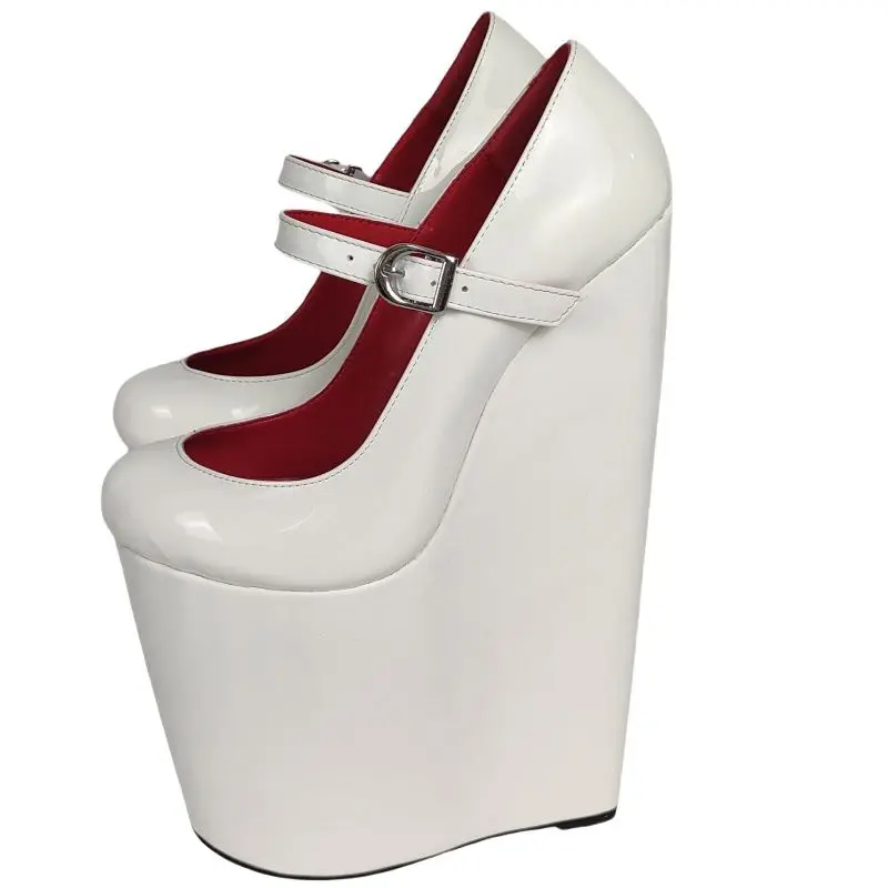 DIZHUANG shoes Fashionable women\'s high heels. About 20cm heel height. Wedges. Round toe shoes. Platform shoes. Buckle shoes.