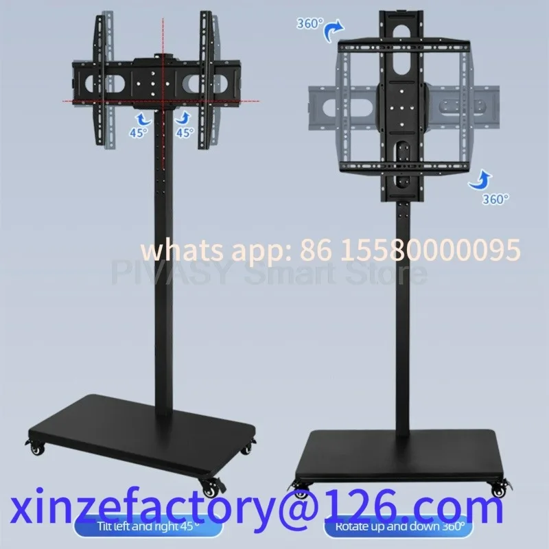 Suporte de chão universal personalizável para TV de 32-65 polegadas Base de aço resistente giratória de 360 graus