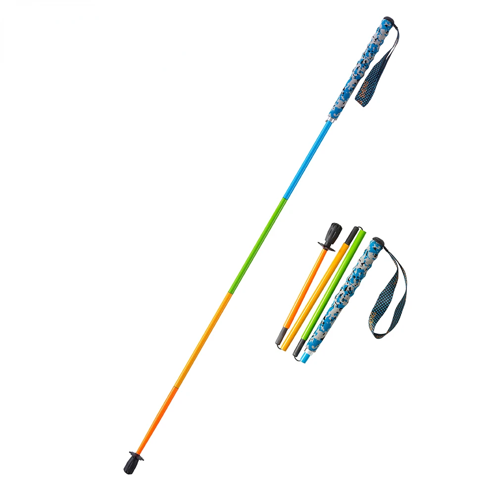 Colorful 5-Section Foldable Trekking Poles Ultra Light Hiking Sticks Portable Full Carbon Fiber Outdoor Walking Sticks Cane