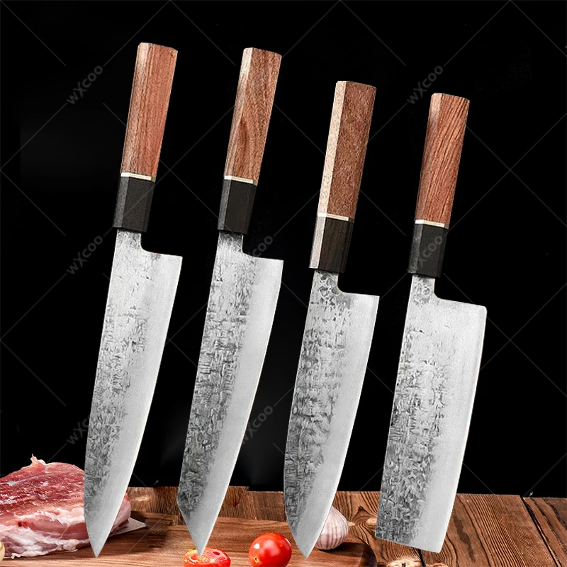 

Japanese Santoku Knife Professional Kitchen Chef Forged Knife Set 5Cr15Mov Stainless Steel Meat Butcher Cleaver Knives