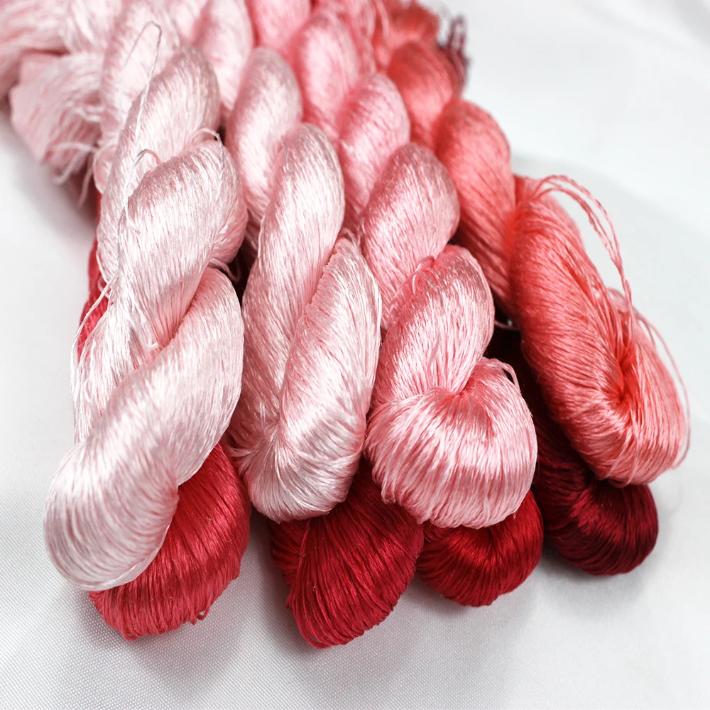 1pcs 100% silk thread hand embroidery embroider cross stitch 400m silk embroidery thread pink series 8 gradient colors