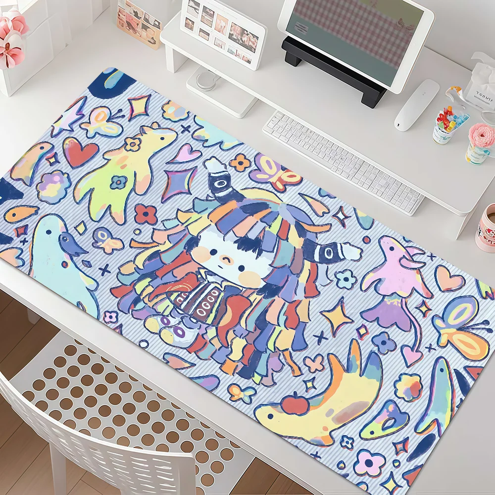 Singer Kikuo Cartoon Mouse Pad Anti Slip Rubber Edge Locked Thickened Laptop Gaming Desk Mat