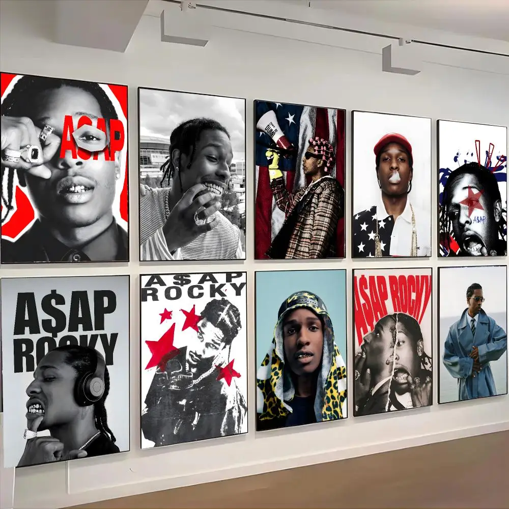 ASAP Rocky Singer Cool Poster Self-adhesive Living Room Bedroom Party Bar Decor Moisture-proof Fade-resistant