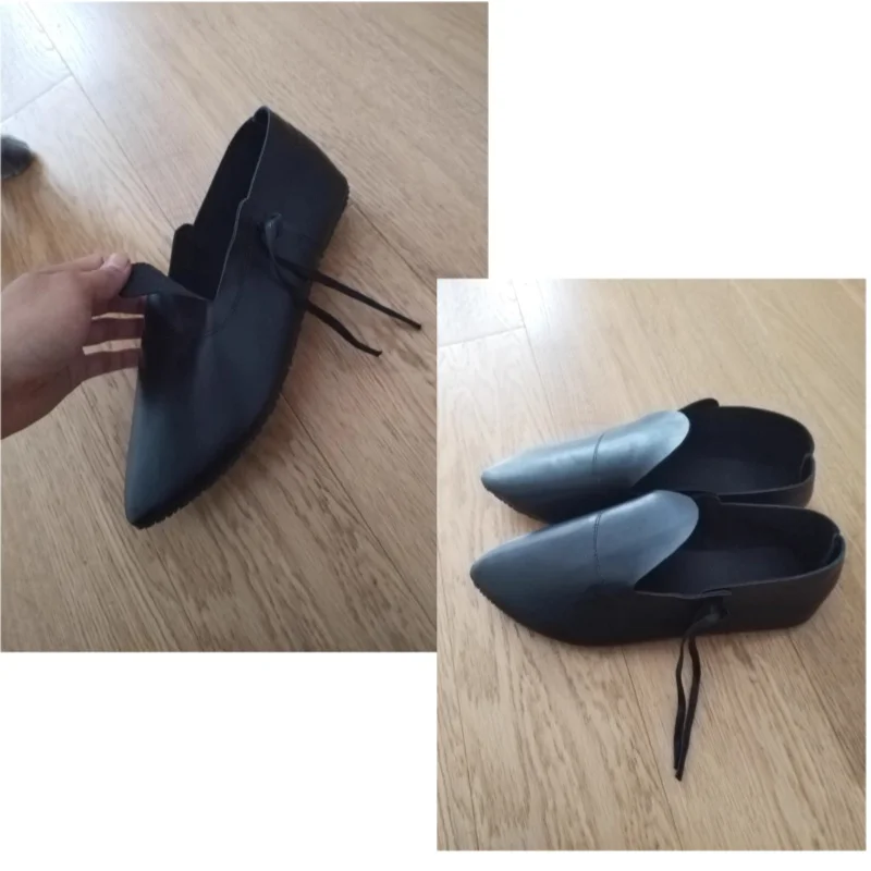 รองเท้าคอสเพลย์โจรสลัด รองเท้าบูทหนัง PU สไตล์ไวกิ้งยุคกลางสำหรับผู้ชาย รองเท้าบูทข้อเท้าสไตล์วิคตอเรียนเรเนซองส์ รองเท้าสำหรับงานปาร์ตี้ฮาโลวีนและงานคาร์นิวัล