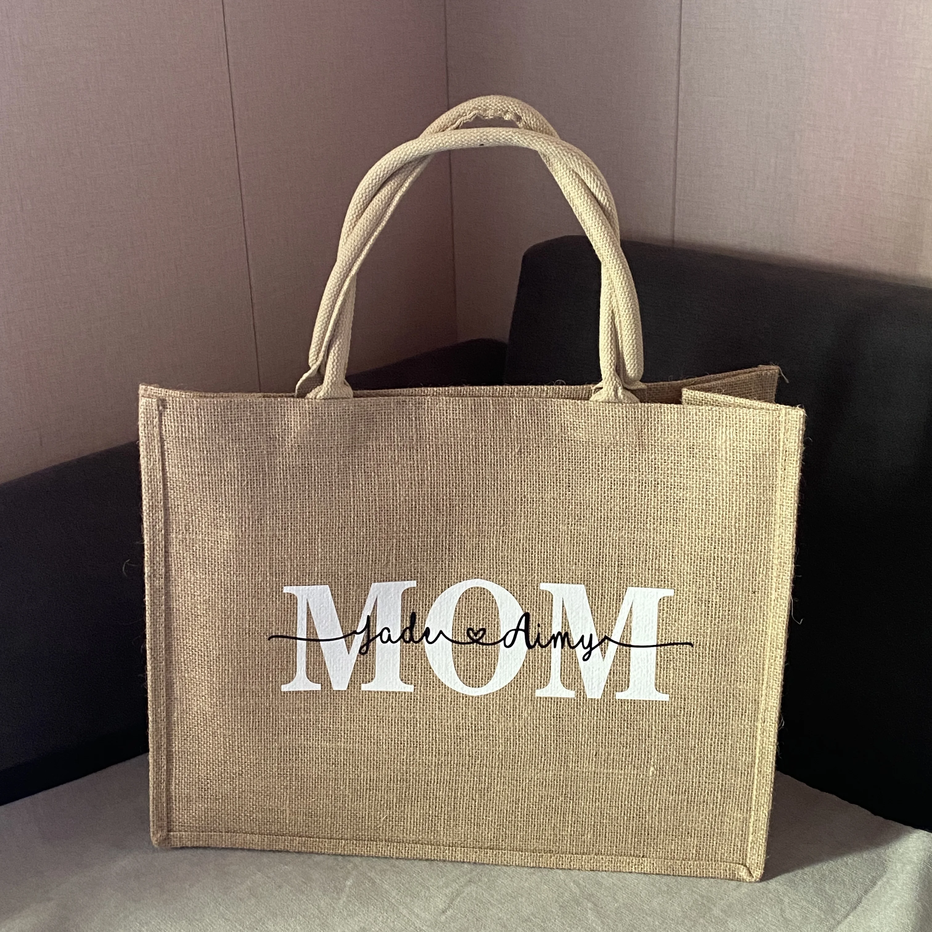 Personalized Burlap Tote Bag Bridesmaid Gift Bag Custom Name Jute Bag Bridal Bachelorette Party Beach Wedding Favors For Guests