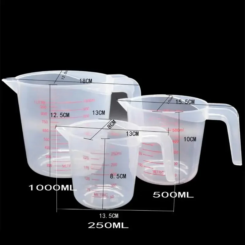 Measuring Cup 250ML 500ML 1000ML Dropshipping Sale Plastic Tip Mouth Jug Pour Spout Transparent Handle For Baking Kitchen Tool