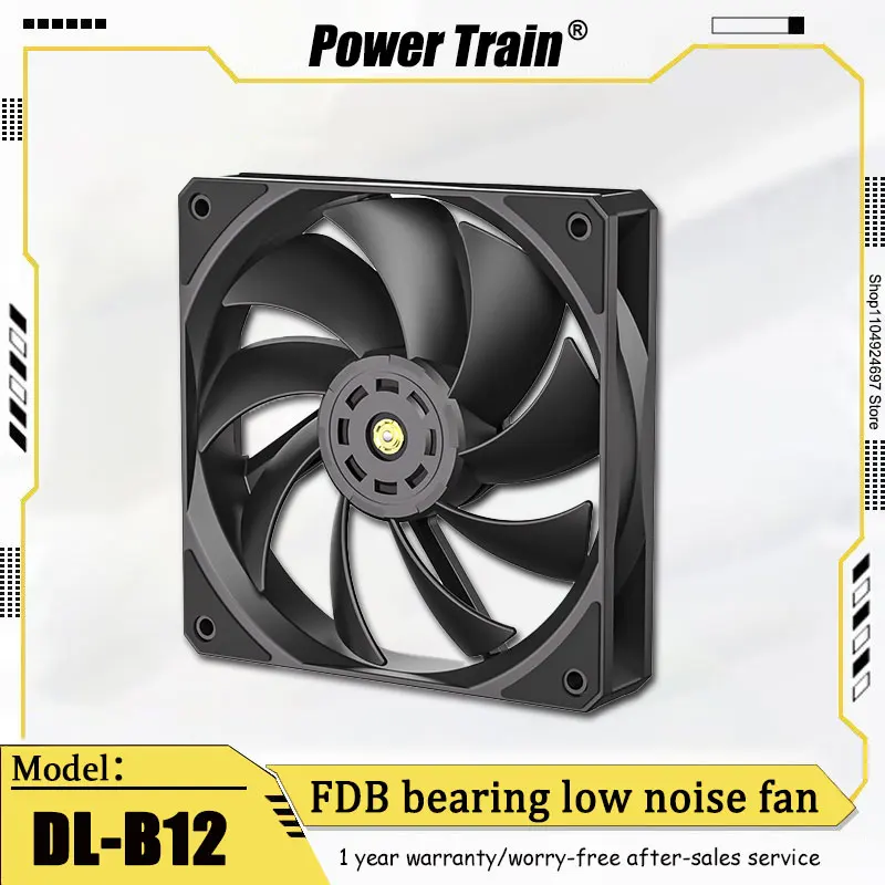 

PowerTrain DL-B12 Вентилятор для корпуса 120 мм Подшипник FDB Низкий уровень шума ШИМ Регулировка скорости 12 В 73,6 куб. футов в минуту Высокопроизводительный вентилятор для корпуса компьютера