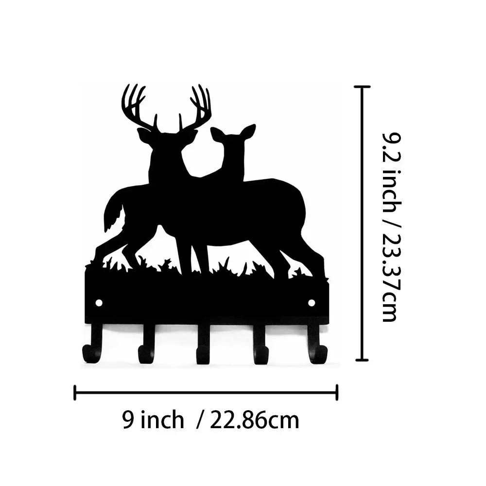 Splendid Buck Deer Family #1 Key Holder – Majestic 9 inch Wide Metal Wall Decor. A Grand Family Buck Deer Key Hanger.