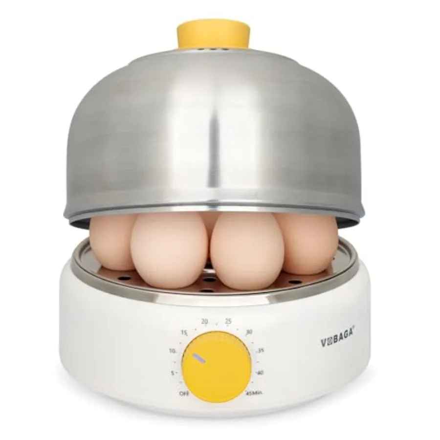 

Rapid Egg Cooker Electric Egg Boiler and Steamer Machine 9 Egg Capacity Stainless Steel Auto Shutoff with Silent Timer 400W