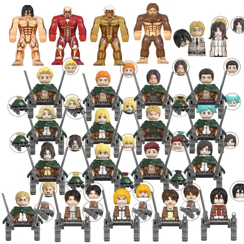  Attack on Titan Wiki Anime Bricks Survey Corps Erem Jaeger Armin Levi Mikasa Mini Action Toy Figures Building Blocks For Kids