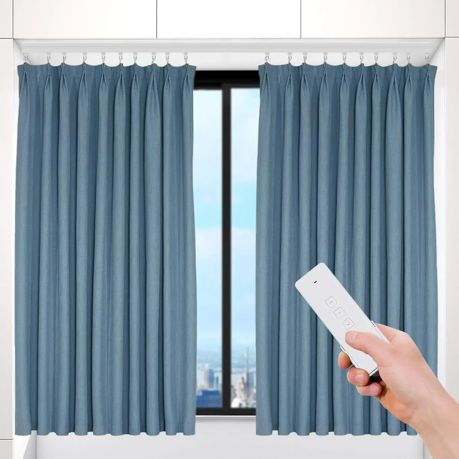 Electric Curtain Track with Remote Control, Smart Curtain System Controlled Via Smartphone App, Compatible with Alexa and Google