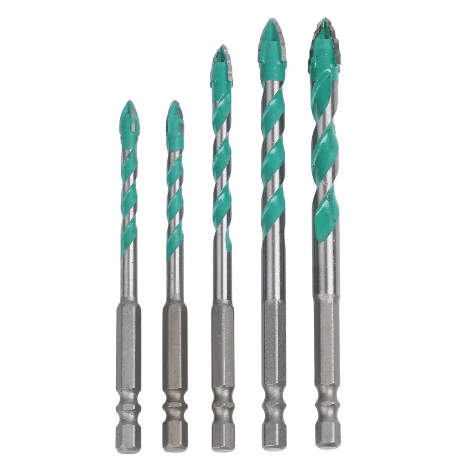 5Pcs Four-edged Serrated Eccentric Drill For Dry Drilling For Ceramic Tiles Glass Marble Concrete Drill Bits 6+6+8+10+12mm