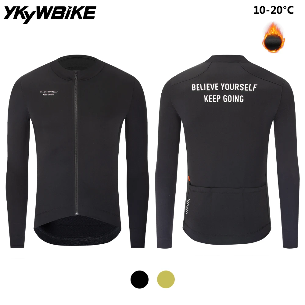

YKYWBIKE 2025 Winter Cycling Jersey 10-20°C Thermal Fleece Road Bike Long Sleece Shirt Warmth Bicycle Jacket MTB Riding Clothing