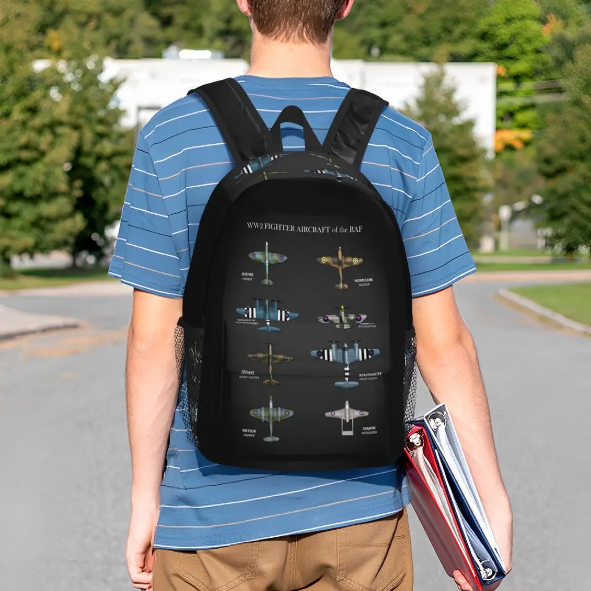 WW2 Fighter Aircraft Of The RAF Backpack Student BookBag Men Women School Bag Computer Shoulder Bags