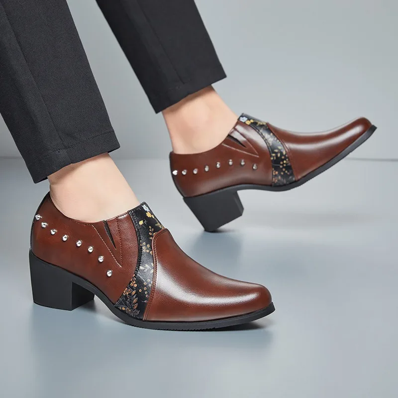 

Designer Men Shoes Fashion Pointed Leather Shoe Business Dress Shoe Height Increasing Leather Shoes Luxury Wedding Shoes for Men