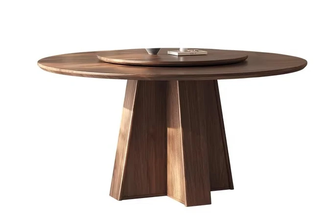 Black Walnut, Round Modern Dining Table, New Chinese Table and Chair Combination, 2025 New Rotating Disc