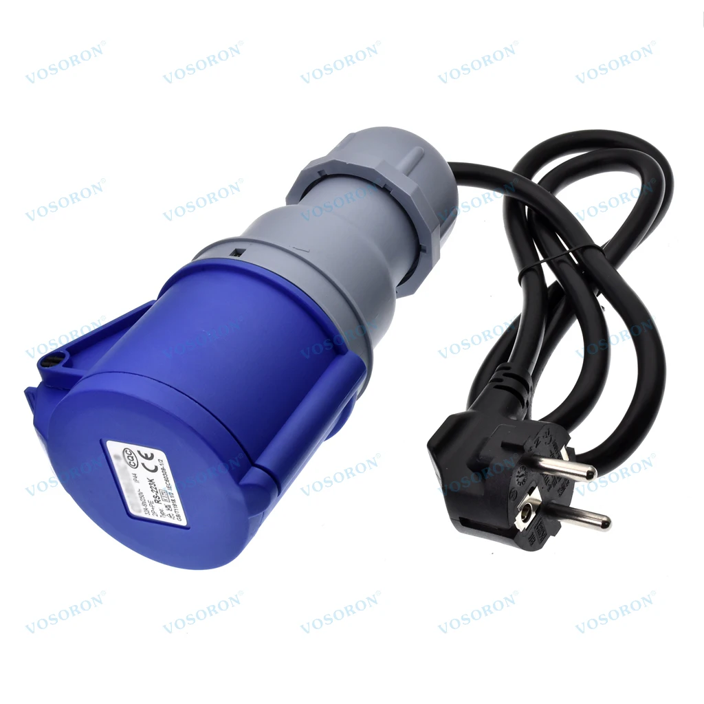 Electric Vehicle Charging Adapter 16A Blue CEE Socket to 16A EU Schuko Plug Adapter For Portable EV Charger