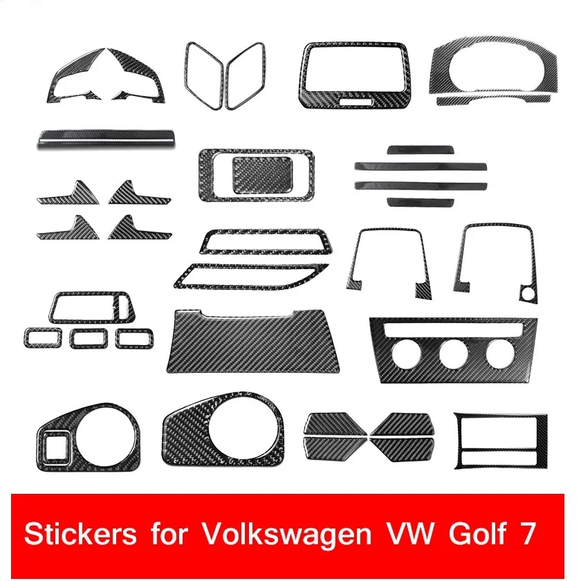 Carbon fiber interior strip stickers for automotive accessories, suitable for Volkswagen Golf 7 GTI MK7 2013-2019