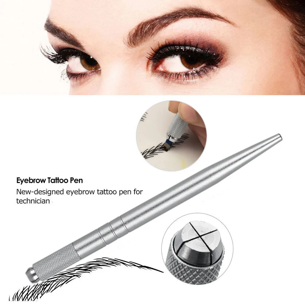 

1Pcs Precision Embroidered Eyebrow Pen Smooth Handle Freehand Design for Eyebrow Tattooing Makeup Artistry Silver