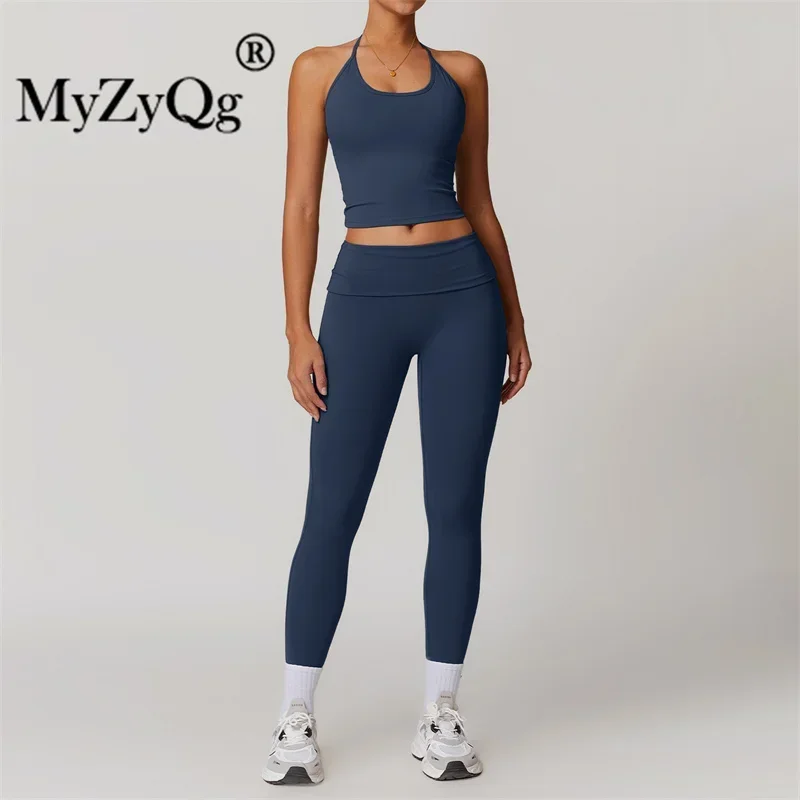 MyZyQg Women Yoga Vest Legging Sets Sports Fitness Running Tank Top Pant Suit Fitness Running Clothes 2 Piece Sets Outfits