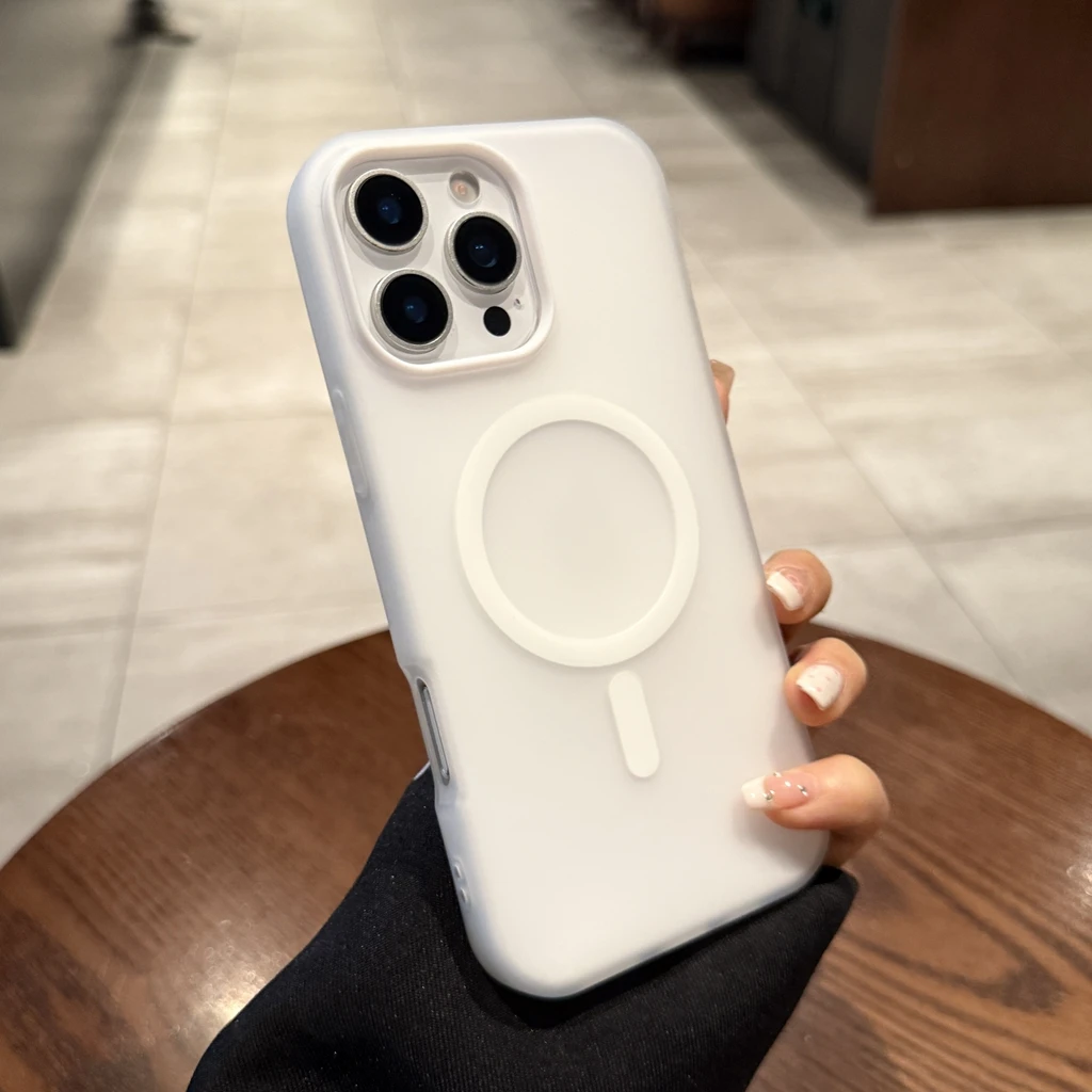 Luxury Matte White For Magsafe Phone Case for iPhone 11 12 13 14 15 16 Pro Max PLUS Wireless Charging Compatible Magnetic Cover - náhled 2