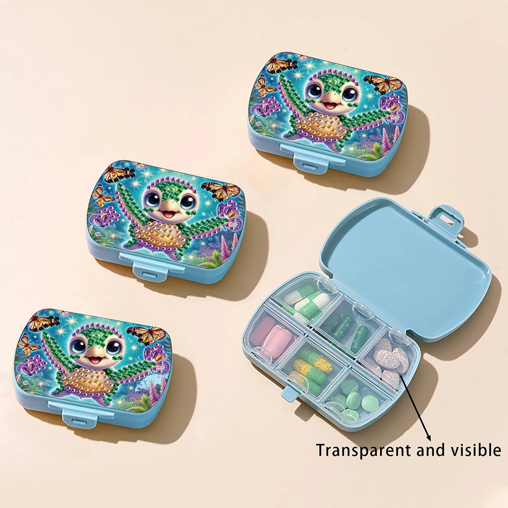 Mushroom 5D DIY Diamond Painting Dot Pill Case Diamond Painting Medicine Box 6 Grid Moisture-proof Pill Organizer for Art Craft