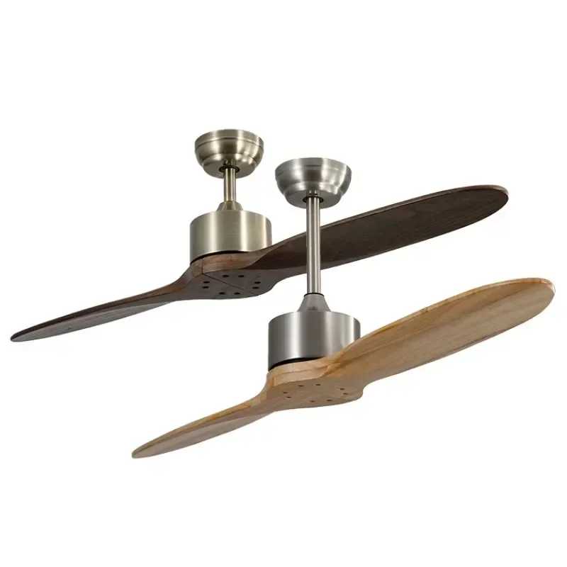 2 Soid Wooden Blade Office Room Modern Ceiling Fan 60 Inch with Light Remote Control DC Motor Free Shipping