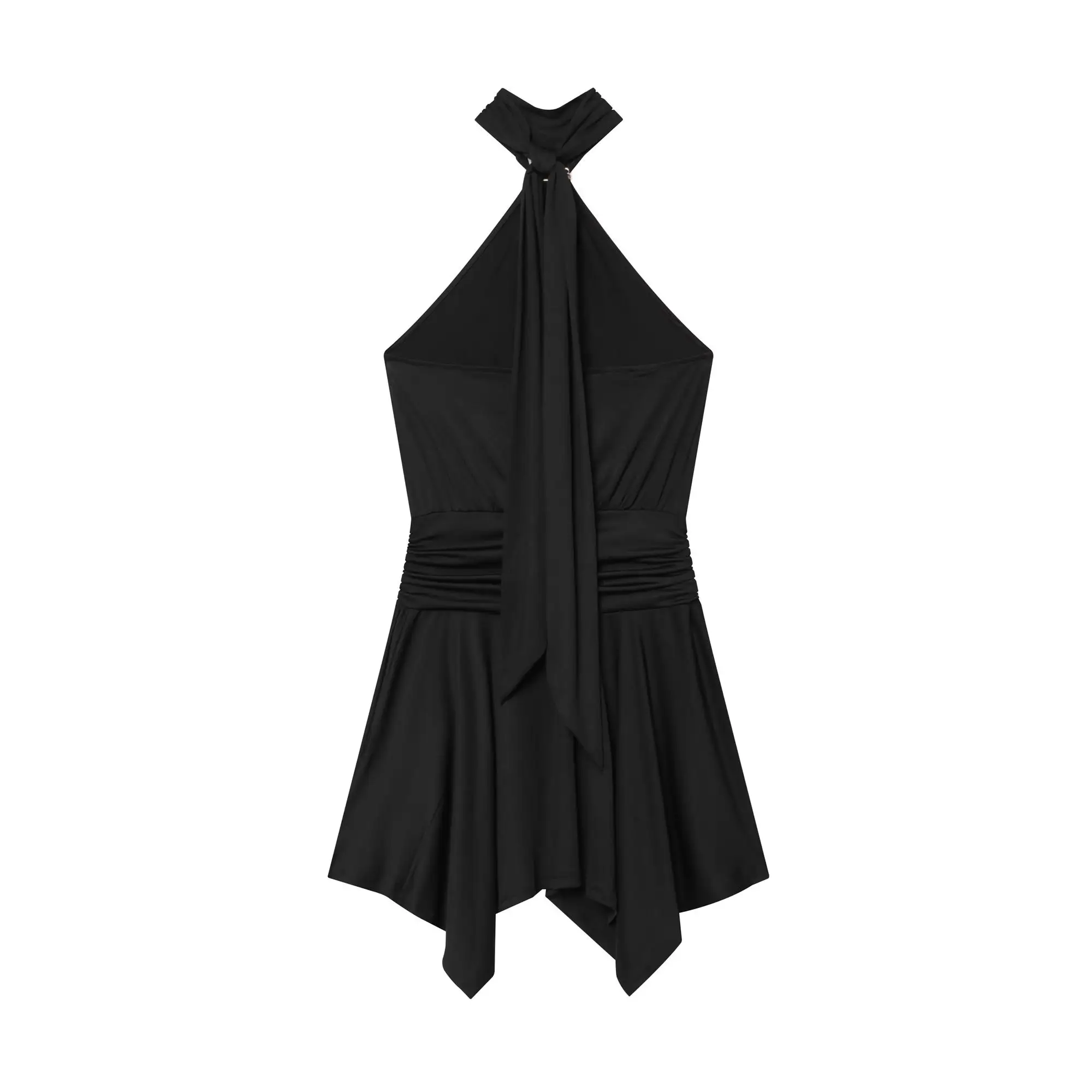 Damen Sexy Neckholder Ärmelloses Minikleid mit Asymmetrischem Saum, Figurbetontes Party- und Ausgehkleid 2026 Neue Mode Rückenfreies Outfit – Detail 3