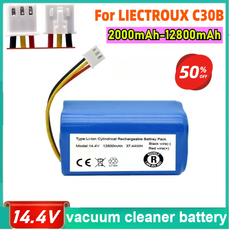 

2000mAh-12800mAh 14.4V High Capacity Battery Suitable for LIECTROUX C30B Robot Vacuum Cleaner